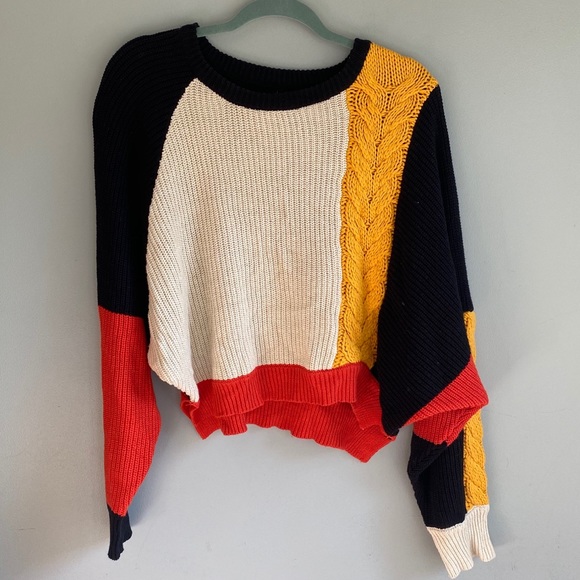 Moon Madison Color Block Cozy Sweater 